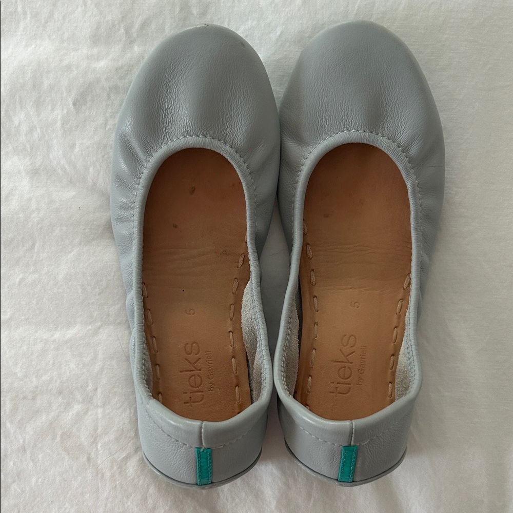 Tieks Light Gray Leather Ballet Flats